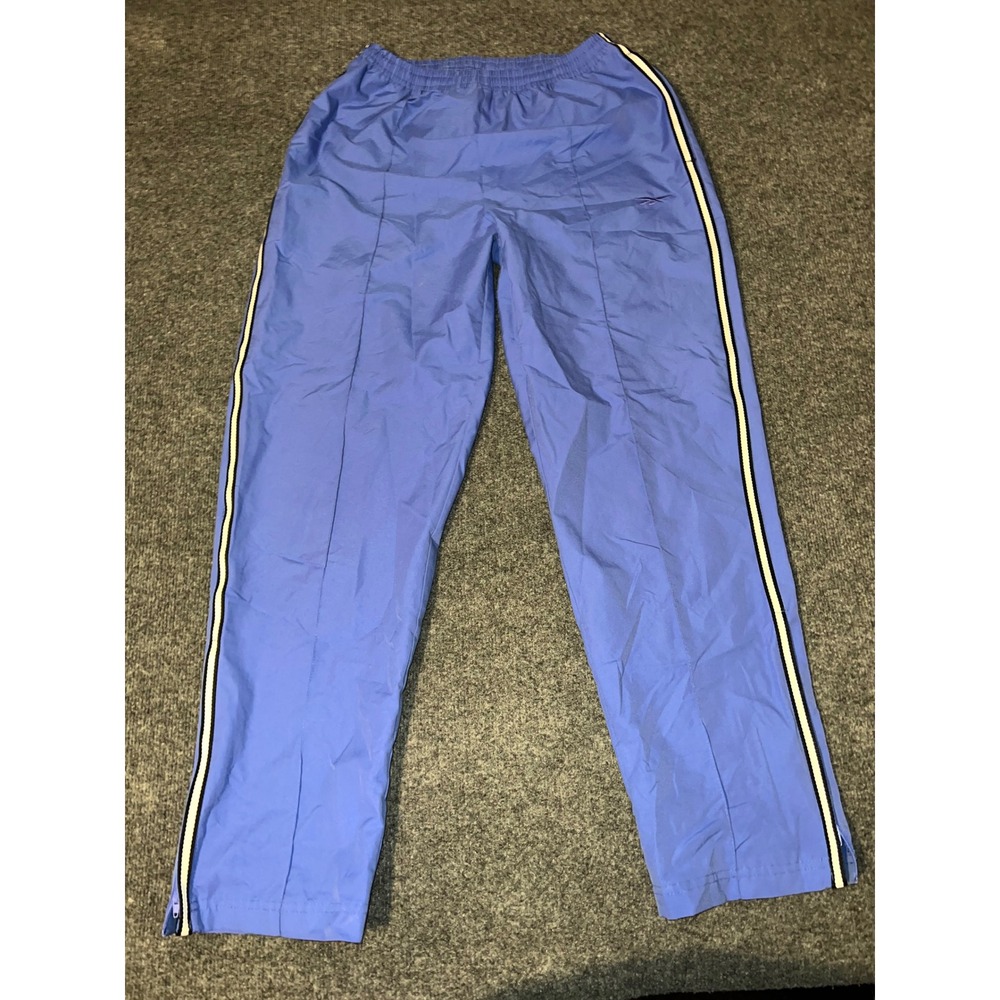 Vintage Reebok Track Pants Womens Medium Blue Side Stripe Y2K 90s Activewear